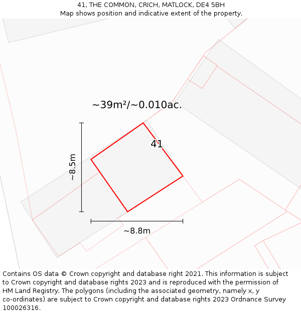 41, THE COMMON, CRICH, MATLOCK, DE4 5BH: Plot and title map
