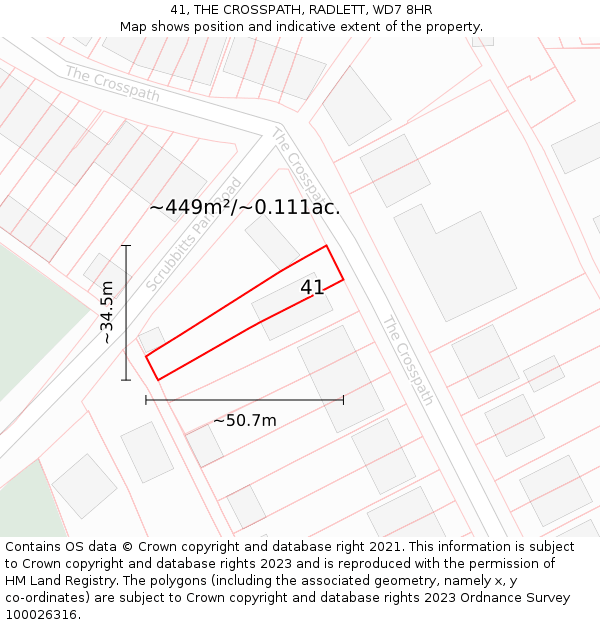 41, THE CROSSPATH, RADLETT, WD7 8HR: Plot and title map