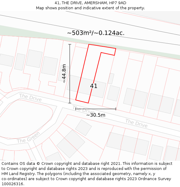41, THE DRIVE, AMERSHAM, HP7 9AD: Plot and title map