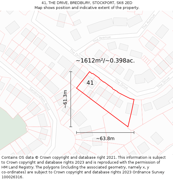41, THE DRIVE, BREDBURY, STOCKPORT, SK6 2ED: Plot and title map