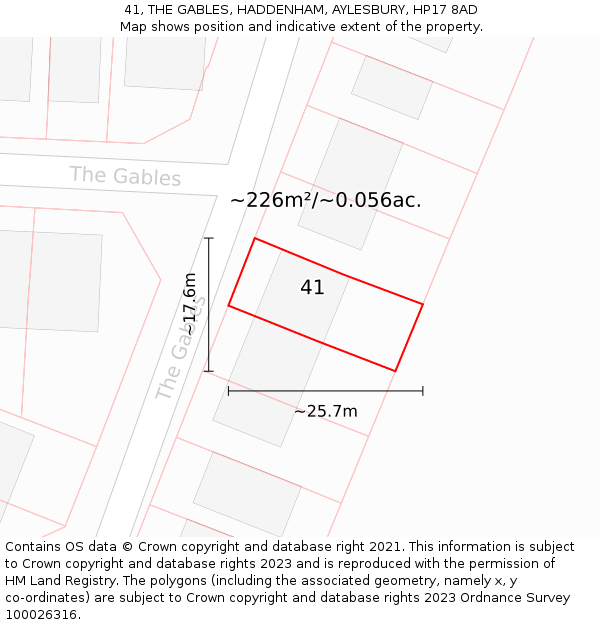 41, THE GABLES, HADDENHAM, AYLESBURY, HP17 8AD: Plot and title map