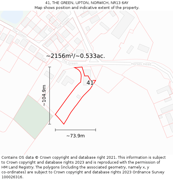 41, THE GREEN, UPTON, NORWICH, NR13 6AY: Plot and title map