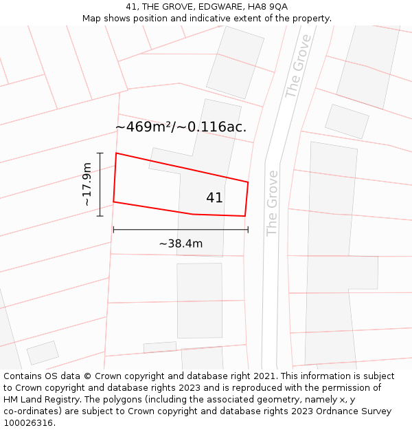41, THE GROVE, EDGWARE, HA8 9QA: Plot and title map