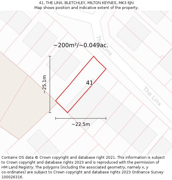 41, THE LINX, BLETCHLEY, MILTON KEYNES, MK3 6JN: Plot and title map