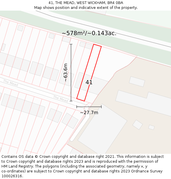 41, THE MEAD, WEST WICKHAM, BR4 0BA: Plot and title map