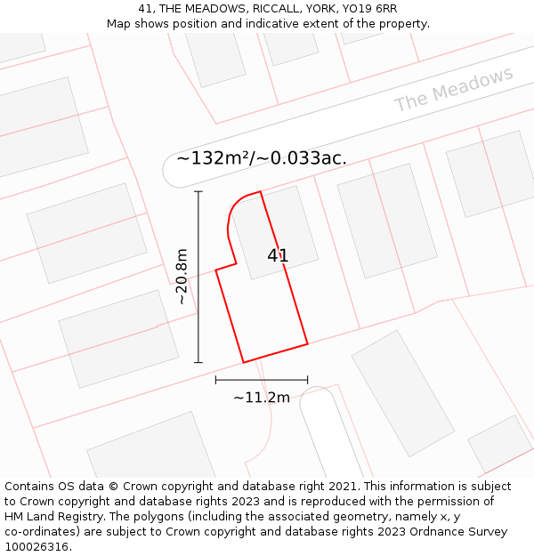 41, THE MEADOWS, RICCALL, YORK, YO19 6RR: Plot and title map