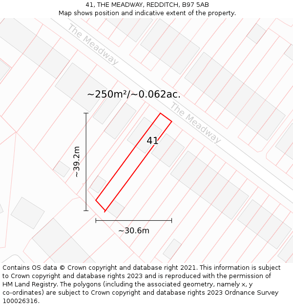 41, THE MEADWAY, REDDITCH, B97 5AB: Plot and title map