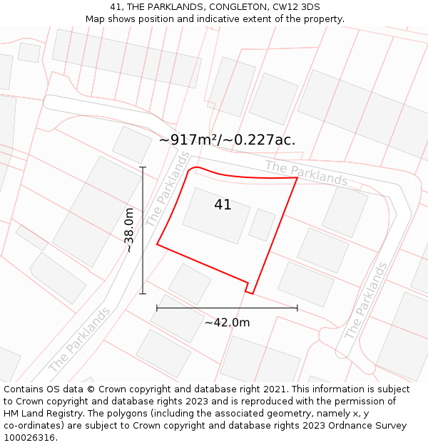 41, THE PARKLANDS, CONGLETON, CW12 3DS: Plot and title map