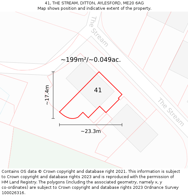 41, THE STREAM, DITTON, AYLESFORD, ME20 6AG: Plot and title map