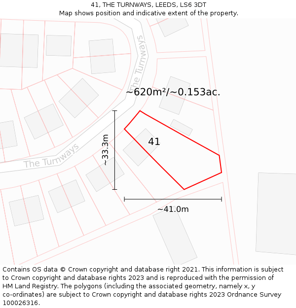 41, THE TURNWAYS, LEEDS, LS6 3DT: Plot and title map