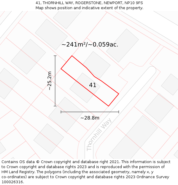 41, THORNHILL WAY, ROGERSTONE, NEWPORT, NP10 9FS: Plot and title map