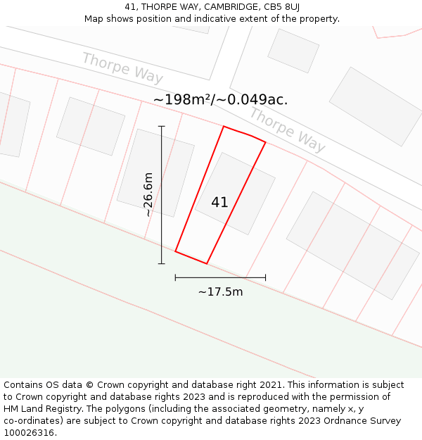 41, THORPE WAY, CAMBRIDGE, CB5 8UJ: Plot and title map