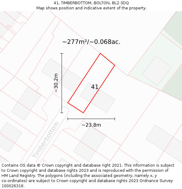 41, TIMBERBOTTOM, BOLTON, BL2 3DQ: Plot and title map