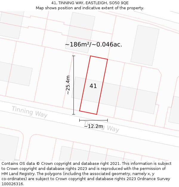 41, TINNING WAY, EASTLEIGH, SO50 9QE: Plot and title map