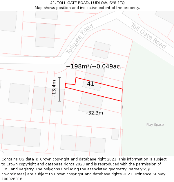 41, TOLL GATE ROAD, LUDLOW, SY8 1TQ: Plot and title map