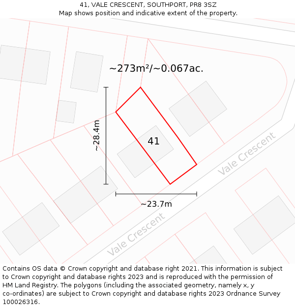 41, VALE CRESCENT, SOUTHPORT, PR8 3SZ: Plot and title map