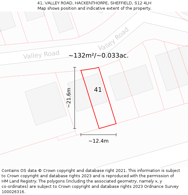 41, VALLEY ROAD, HACKENTHORPE, SHEFFIELD, S12 4LH: Plot and title map