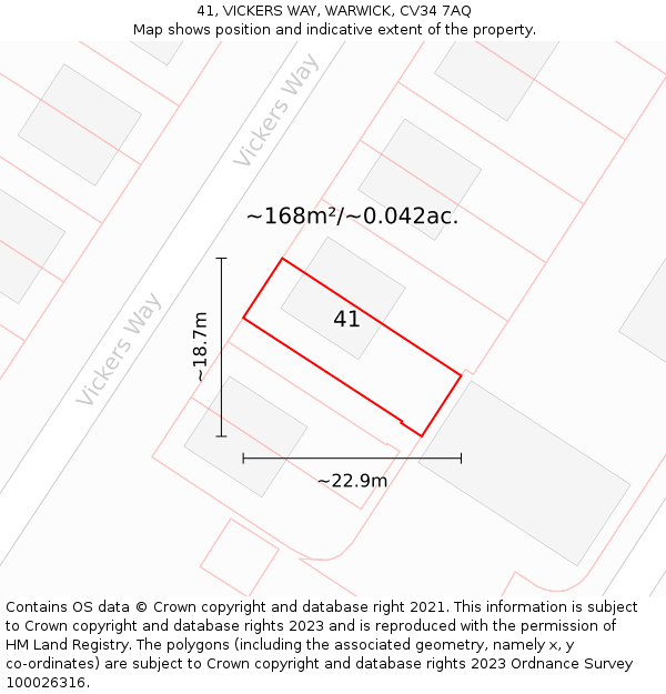 41, VICKERS WAY, WARWICK, CV34 7AQ: Plot and title map