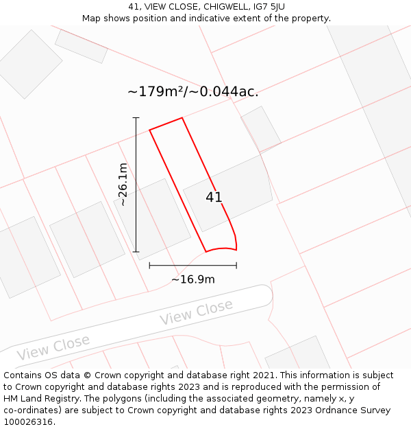 41, VIEW CLOSE, CHIGWELL, IG7 5JU: Plot and title map