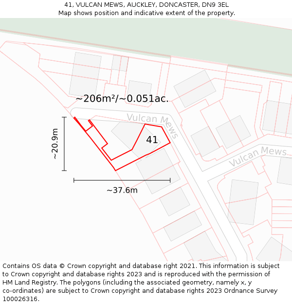41, VULCAN MEWS, AUCKLEY, DONCASTER, DN9 3EL: Plot and title map