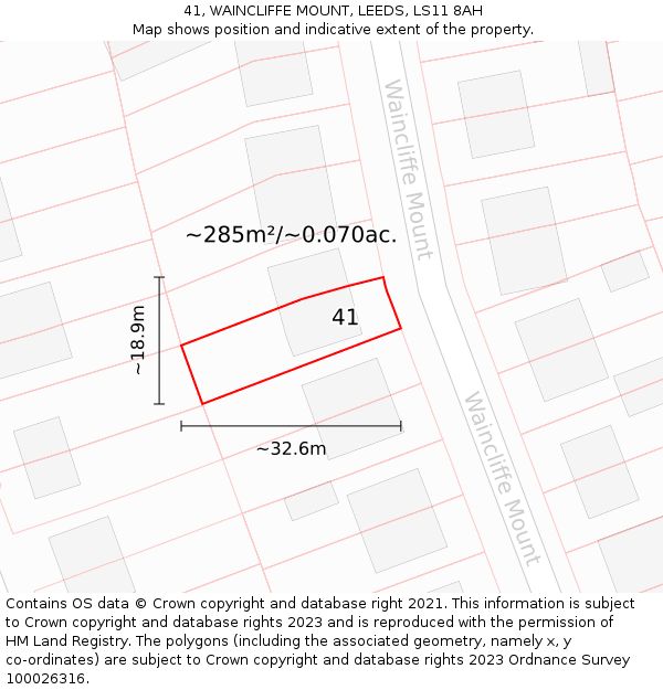 41, WAINCLIFFE MOUNT, LEEDS, LS11 8AH: Plot and title map