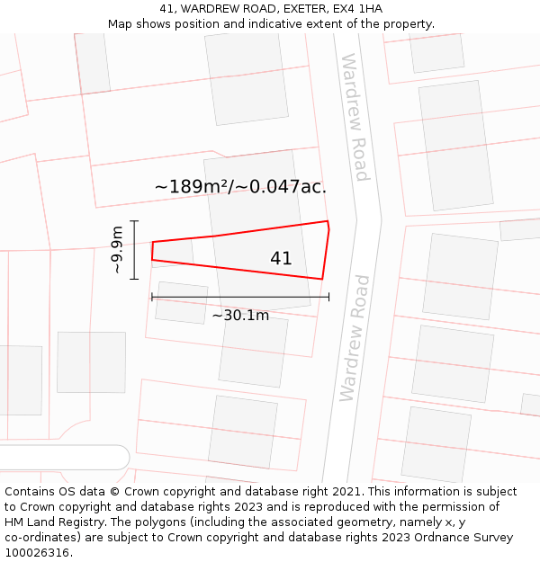 41, WARDREW ROAD, EXETER, EX4 1HA: Plot and title map