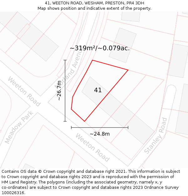 41, WEETON ROAD, WESHAM, PRESTON, PR4 3DH: Plot and title map
