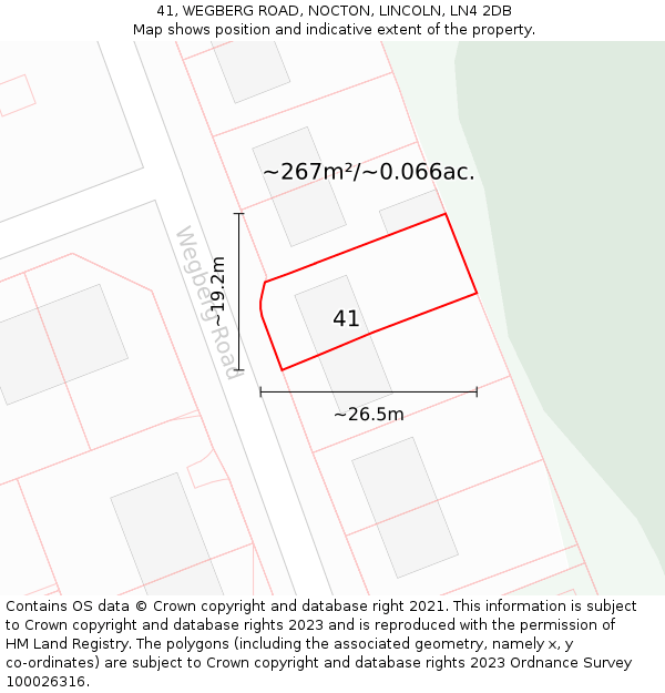 41, WEGBERG ROAD, NOCTON, LINCOLN, LN4 2DB: Plot and title map
