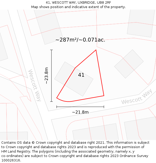 41, WESCOTT WAY, UXBRIDGE, UB8 2RF: Plot and title map
