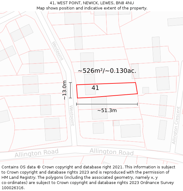 41, WEST POINT, NEWICK, LEWES, BN8 4NU: Plot and title map