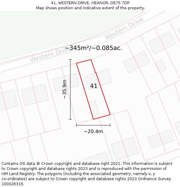 41, WESTERN DRIVE, HEANOR, DE75 7DP: Plot and title map