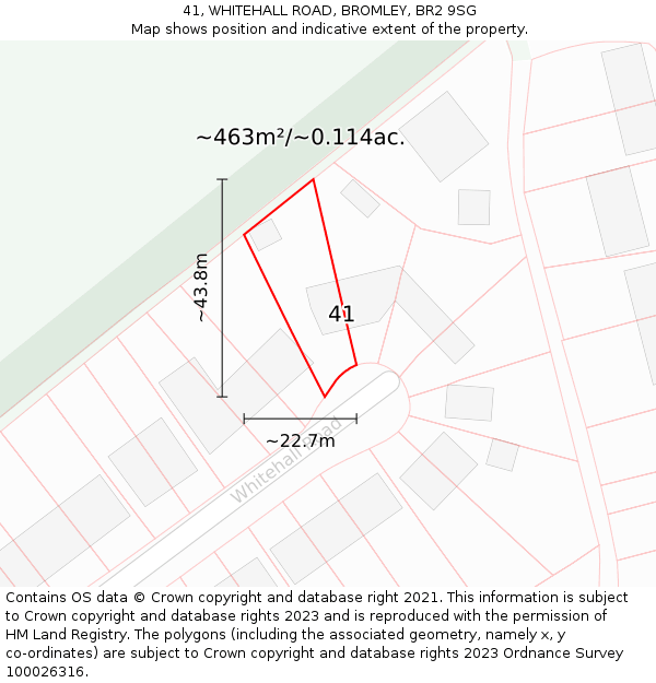 41, WHITEHALL ROAD, BROMLEY, BR2 9SG: Plot and title map