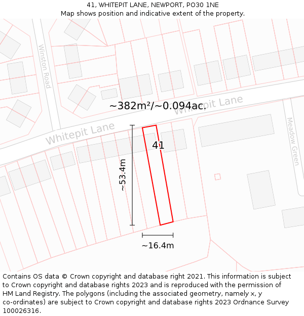 41, WHITEPIT LANE, NEWPORT, PO30 1NE: Plot and title map