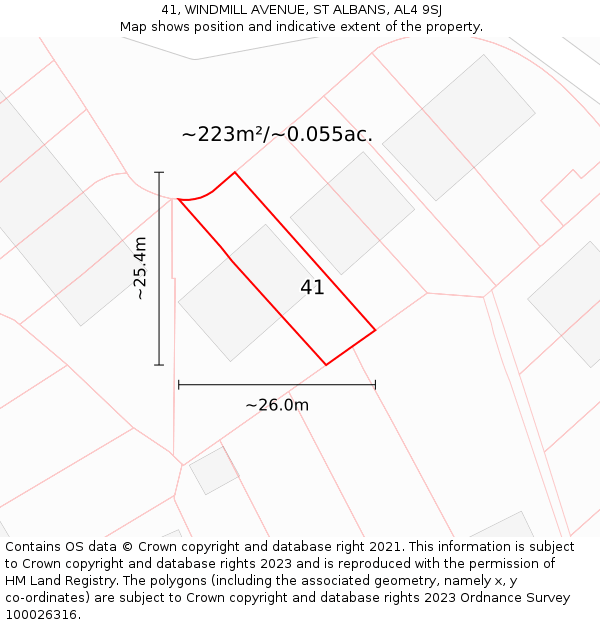 41, WINDMILL AVENUE, ST ALBANS, AL4 9SJ: Plot and title map