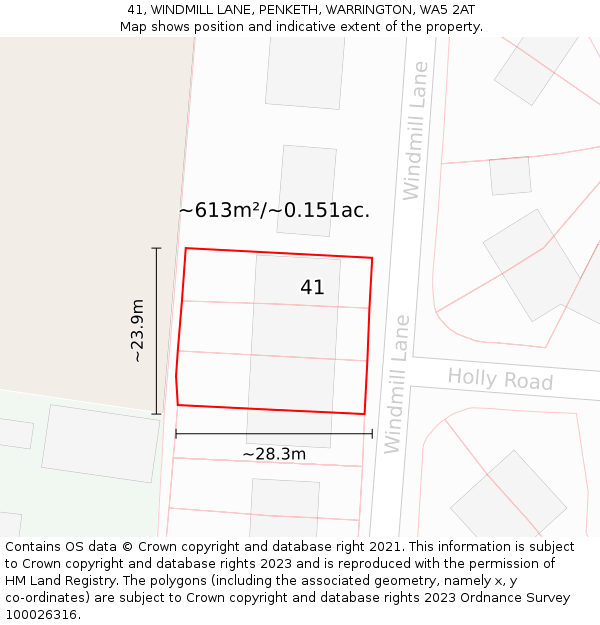 41, WINDMILL LANE, PENKETH, WARRINGTON, WA5 2AT: Plot and title map