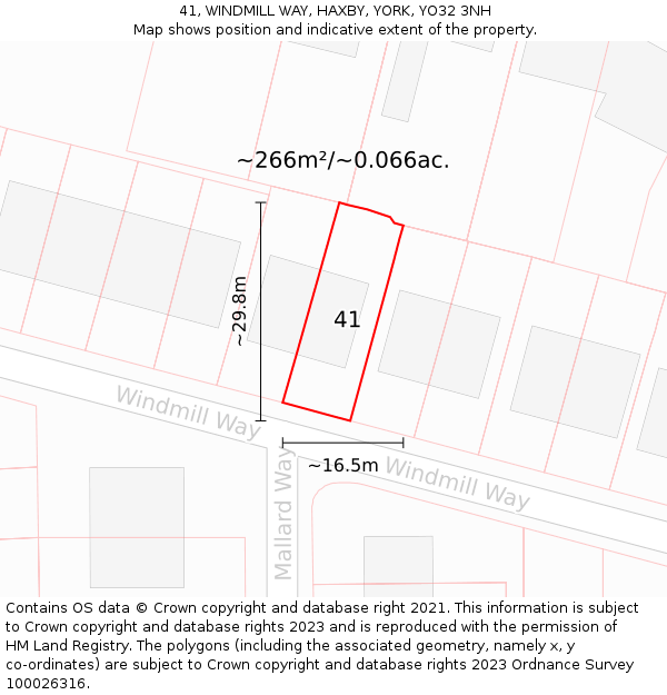 41, WINDMILL WAY, HAXBY, YORK, YO32 3NH: Plot and title map