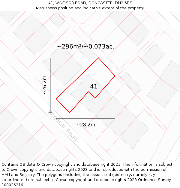 41, WINDSOR ROAD, DONCASTER, DN2 5BS: Plot and title map
