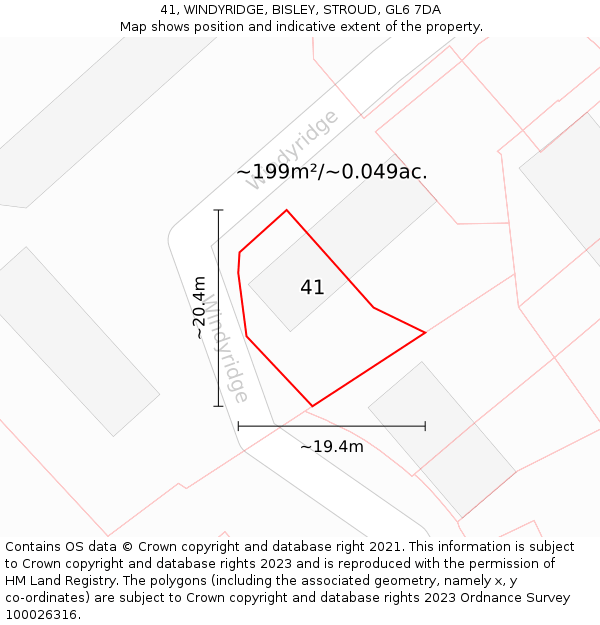 41, WINDYRIDGE, BISLEY, STROUD, GL6 7DA: Plot and title map