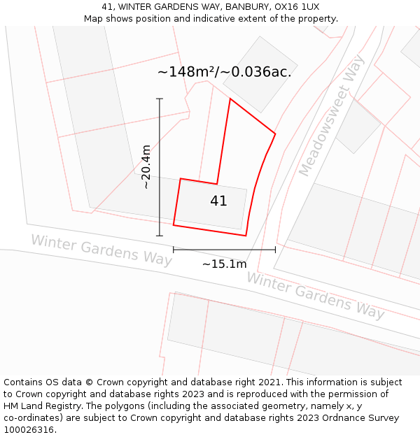 41, WINTER GARDENS WAY, BANBURY, OX16 1UX: Plot and title map