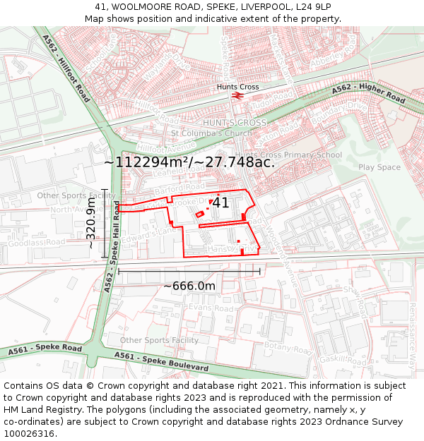 41, WOOLMOORE ROAD, SPEKE, LIVERPOOL, L24 9LP: Plot and title map