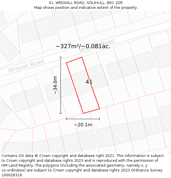 41, WROXALL ROAD, SOLIHULL, B91 1DR: Plot and title map