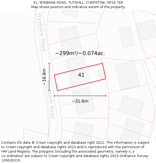 41, WYEBANK ROAD, TUTSHILL, CHEPSTOW, NP16 7ER: Plot and title map