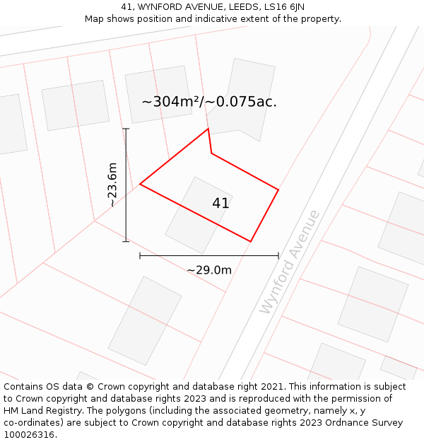 41, WYNFORD AVENUE, LEEDS, LS16 6JN: Plot and title map