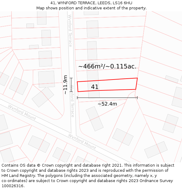 41, WYNFORD TERRACE, LEEDS, LS16 6HU: Plot and title map