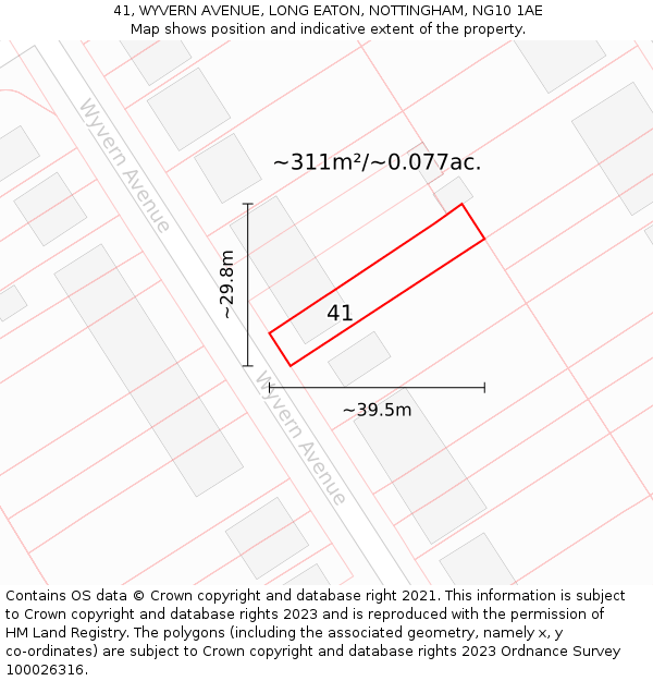 41, WYVERN AVENUE, LONG EATON, NOTTINGHAM, NG10 1AE: Plot and title map