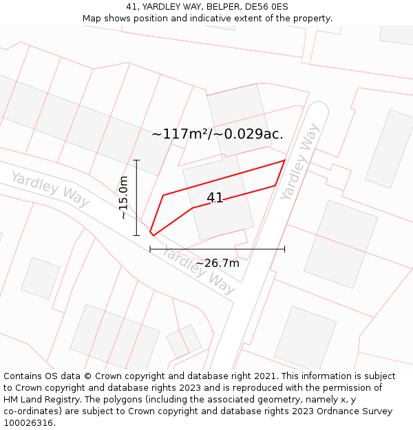 41, YARDLEY WAY, BELPER, DE56 0ES: Plot and title map