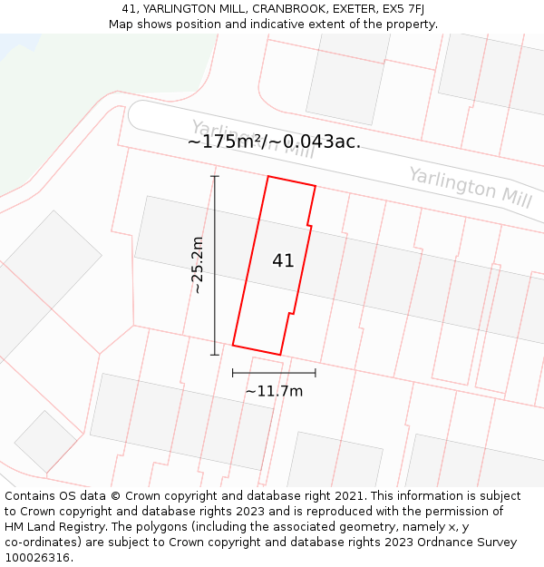 41, YARLINGTON MILL, CRANBROOK, EXETER, EX5 7FJ: Plot and title map