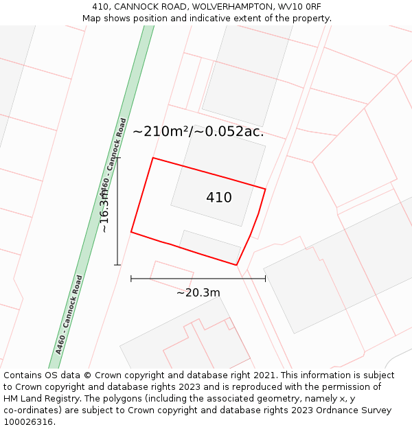 410, CANNOCK ROAD, WOLVERHAMPTON, WV10 0RF: Plot and title map