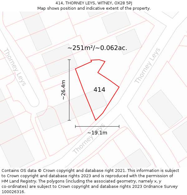 414, THORNEY LEYS, WITNEY, OX28 5PJ: Plot and title map