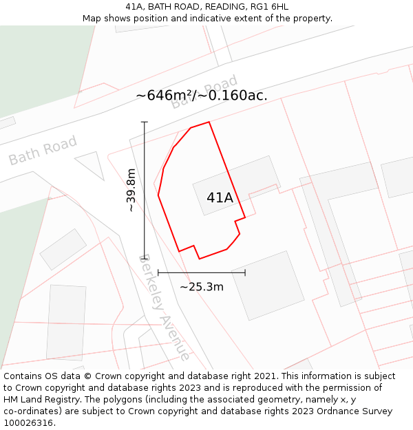 41A, BATH ROAD, READING, RG1 6HL: Plot and title map
